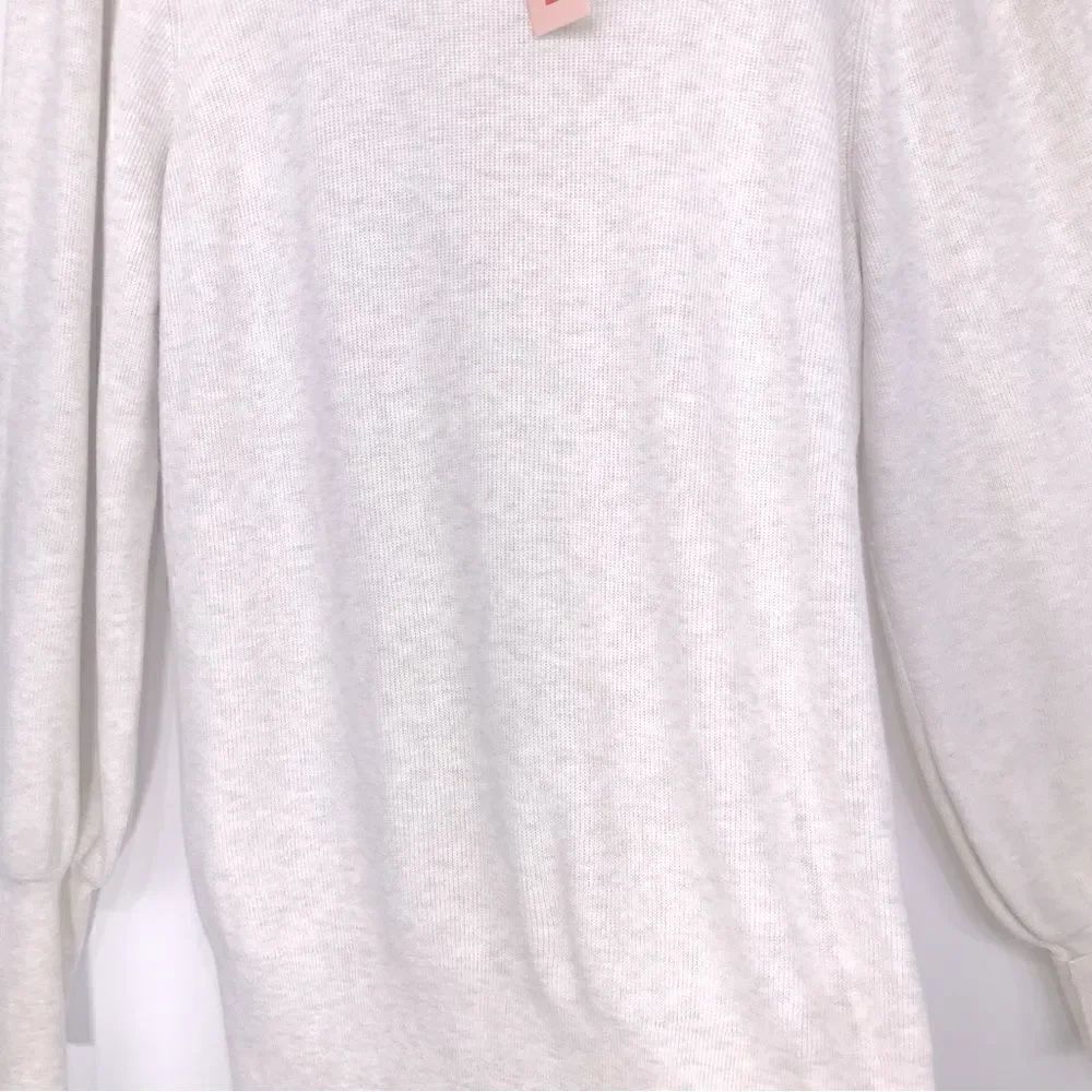 Evri NEW Cream Puff Sleeve Ribbed Knit Crew Neck Sweater - Picture 3 of 13